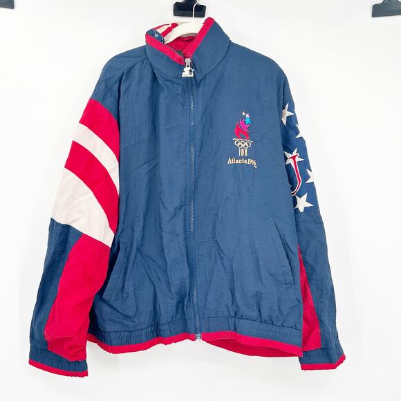 Starter Mens VTG Vintage USA Atlanta 1996 Olympics Full Zip Windbreaker Jacket L - Picture 2 of 12